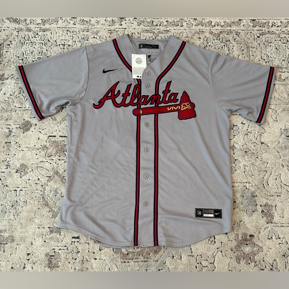 Nike Atlanta Braves Ronald Acuña Jr #13 Gray Jersey MLB Baseball Men’s Sz: L